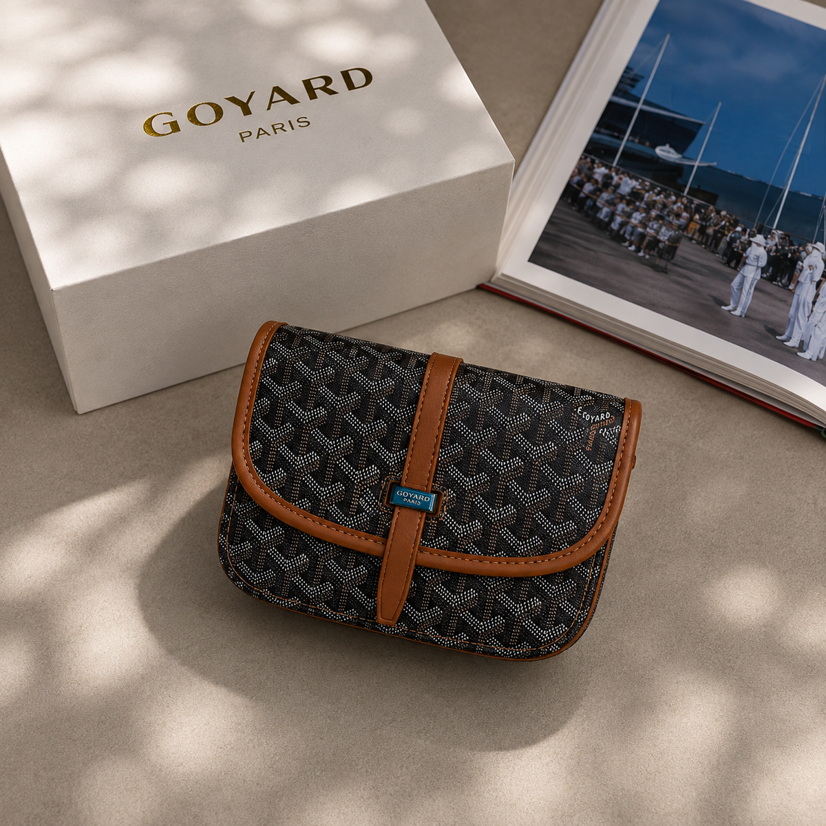 SUPER CLONE GOYARD MESSENGER BAG WITH BOX