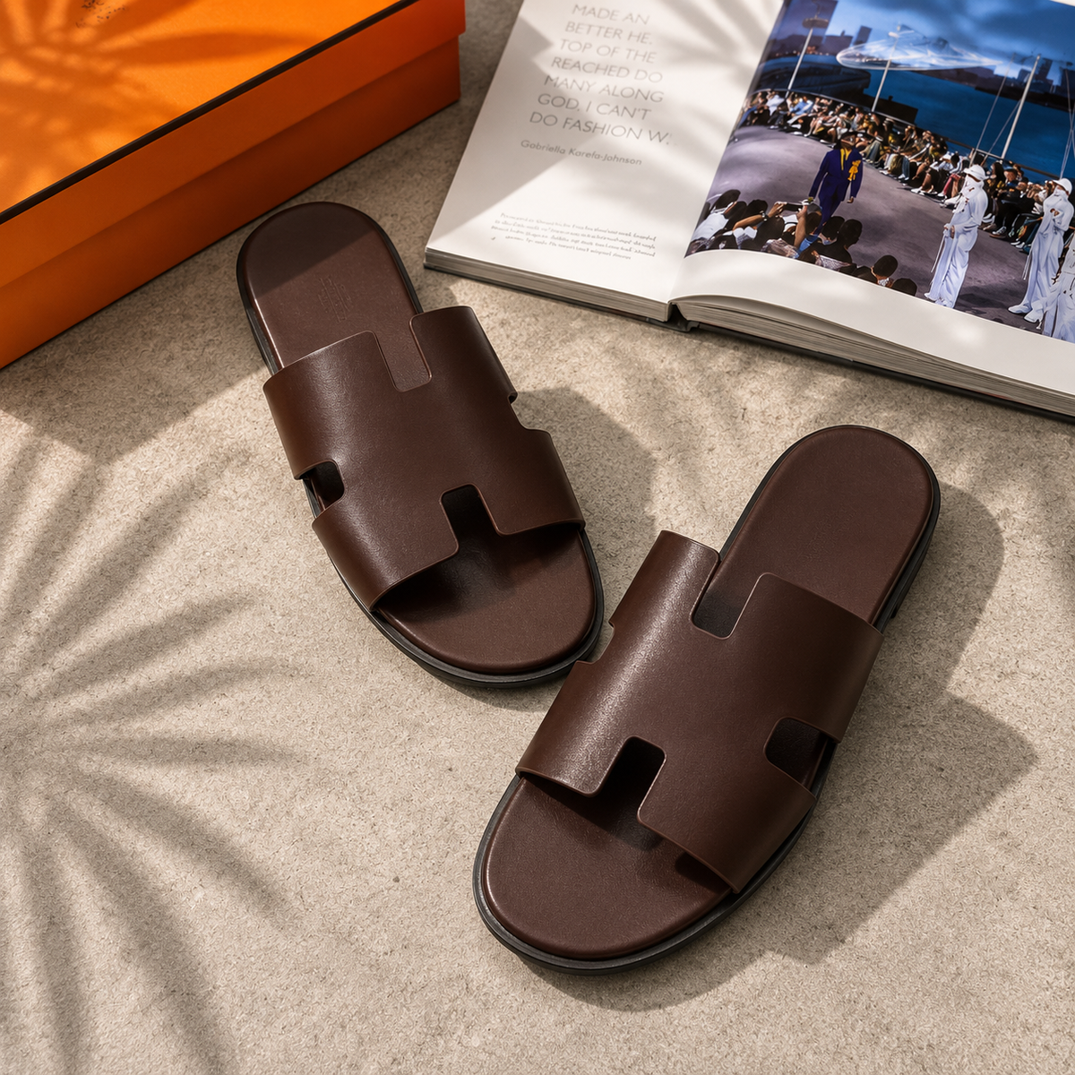 SUPER CLONE HERMES IZMIR SANDAL FULL LEATHER WITH FULL PACKAGING ETC SIZES 7 TO 12