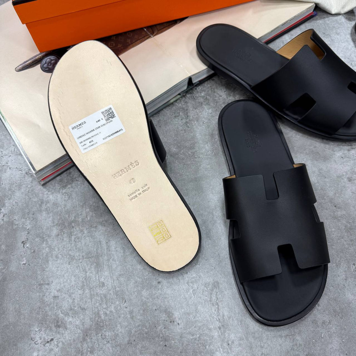 SUPER CLONE HERMES IZMIR SANDAL FULL LEATHER WITH FULL PACKAGING ETC SIZES 7 TO 12