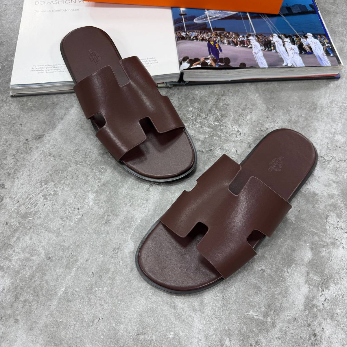 SUPER CLONE HERMES IZMIR SANDAL FULL LEATHER WITH FULL PACKAGING ETC SIZES 7 TO 12
