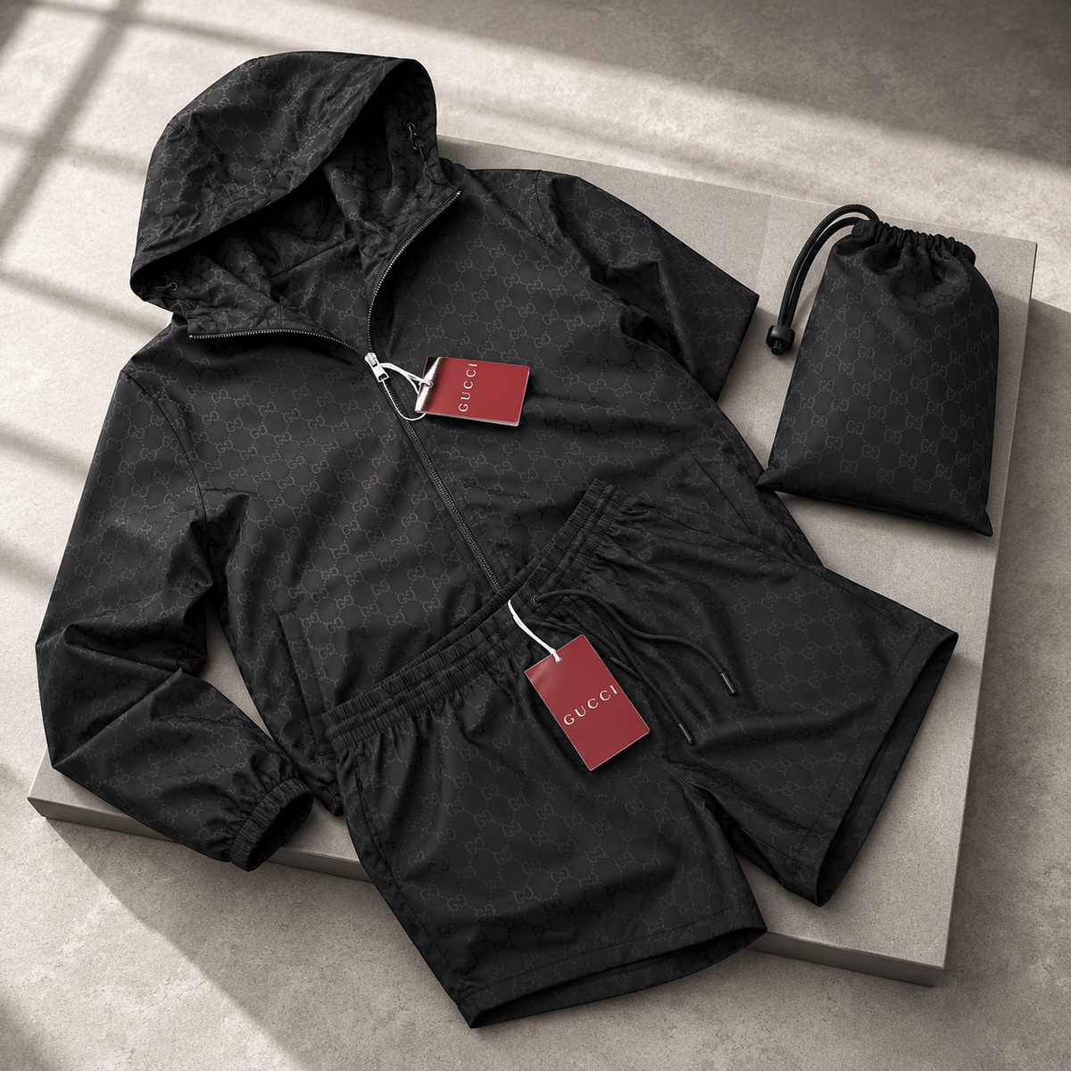SUPER CLONE GUCCI WINDBREAKER & SHORTS SIZES SMALL TO XXL